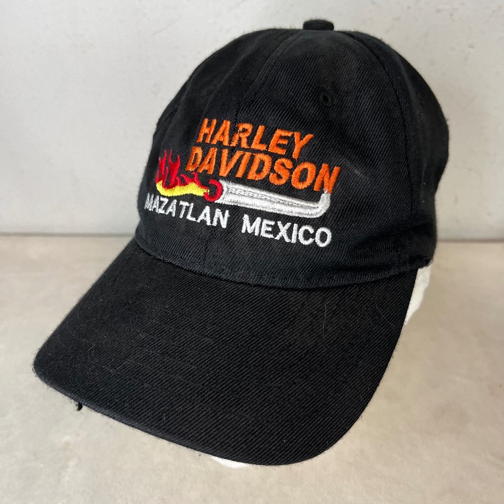 Harley Davidson Hat Motorcycle Cap Mazatlan Mexico Black Embroidered Adjustable